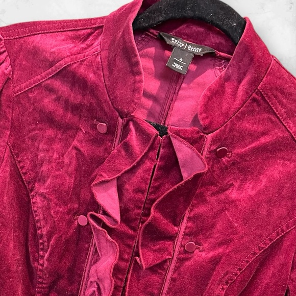 White House Black Market Burgundy Ruffle Blazer - Picture 4 of 6